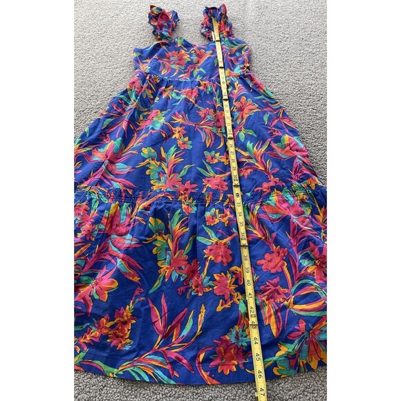 J Crew Women Dress Square Neck Midi Blue Cotton Preppy Floral Boho Size 8 NWT - Picture 10 of 16